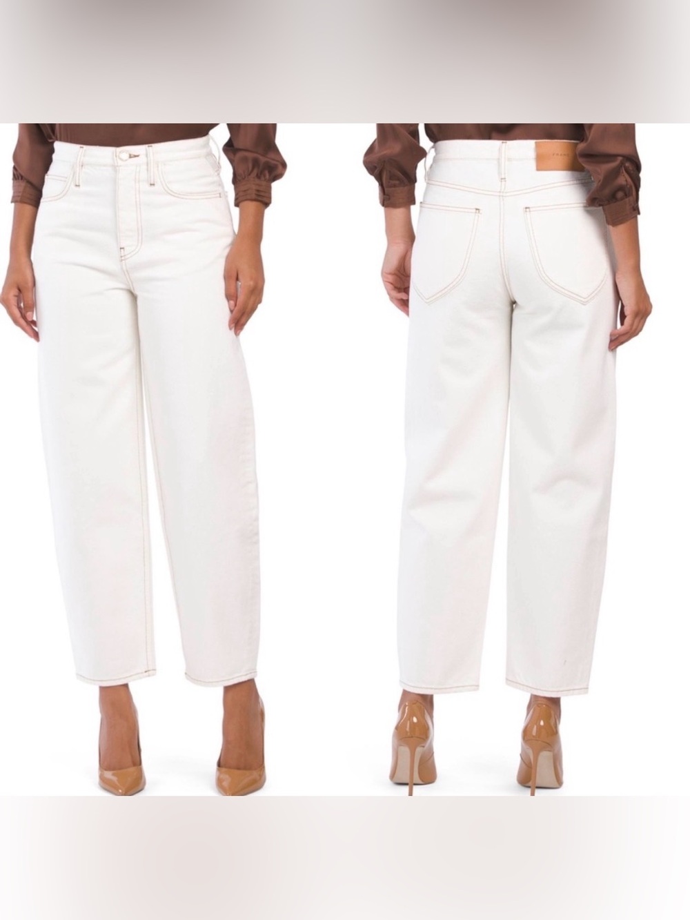 Frame Denim Le Italian Barrel Jeans in Off White Size 30 - C11-467